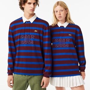 LACOSTE Unisex Long Sleeve Striped Rugby Shirt